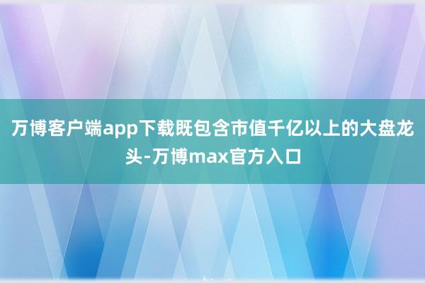 万博客户端app下载既包含市值千亿以上的大盘龙头-万博max官方入口